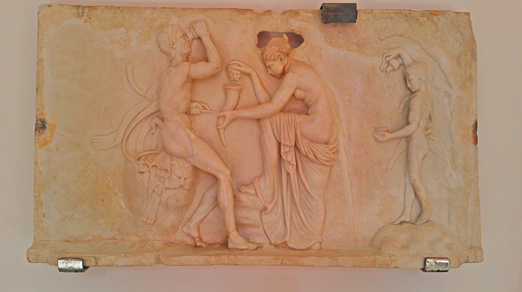 House of Dionysiac Reliefs, Herculaneum. 2016/2017.
Marble relief with Dionysian scenes. (Augustan period). Now in Herculaneum deposits. Photo courtesy of Giuseppe Ciaramella.